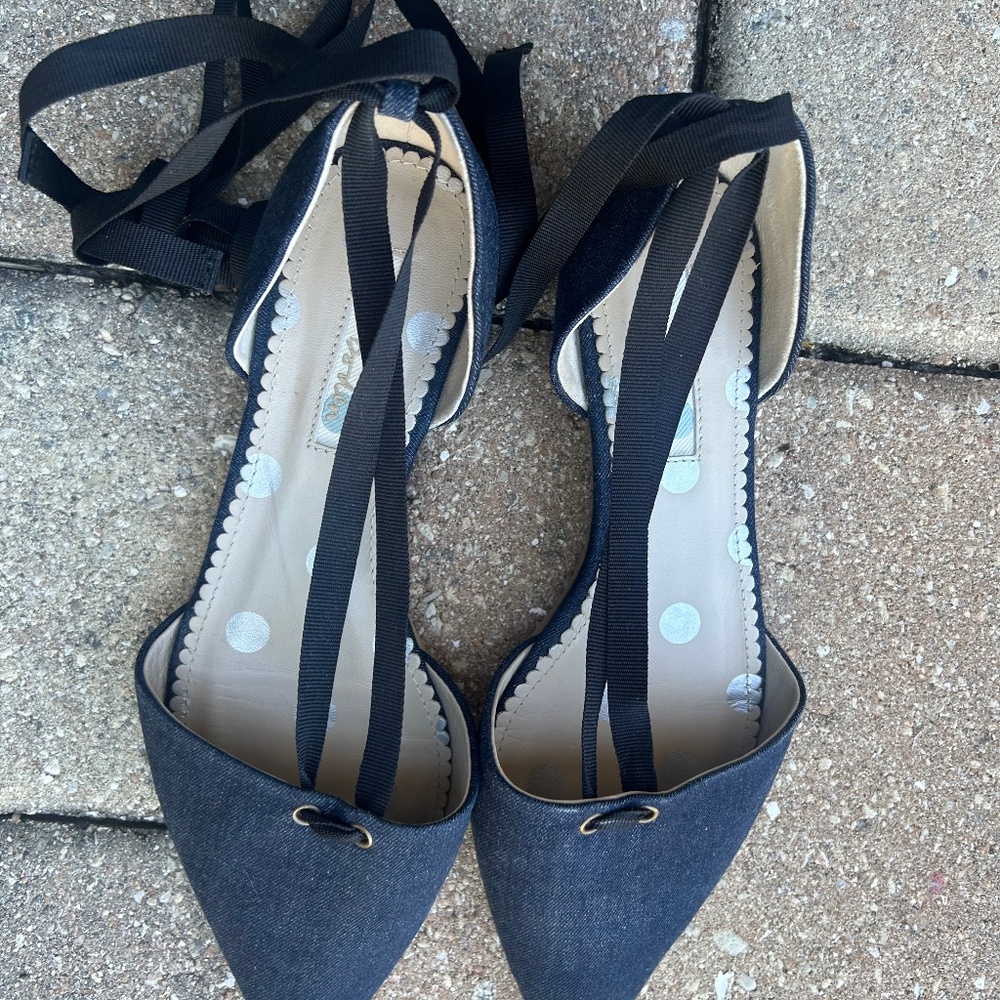 Boden Denim Lace-Up Flats